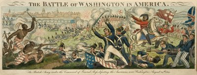 La Batalla de Washington en América, 24 de agosto de 1814, pub. c.1816 (grabado a mano) de English School
